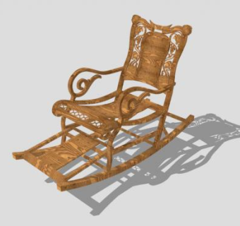 中式木质躺椅SU模型下载_sketchup草图大师SKP模型