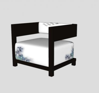 创意新中式单人椅子SU模型下载_sketchup草图大师SKP模型