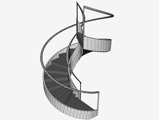 室内楼梯旋转梯SU模型下载_sketchup草图大师SKP模型