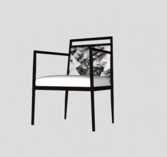 新中式简约休闲扶手椅SU模型下载_sketchup草图大师SKP模型