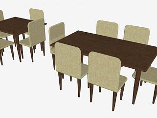 简约的餐桌椅家具SU模型下载_sketchup草图大师SKP模型