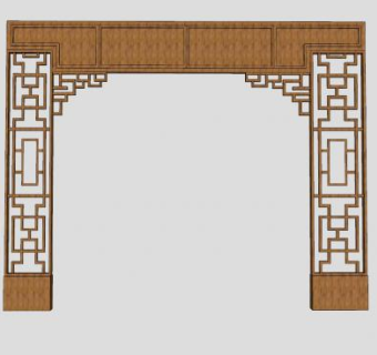 中式室内门装饰SU模型下载_sketchup草图大师SKP模型