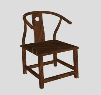 仿古中式木质单人椅子SU模型下载_sketchup草图大师SKP模型
