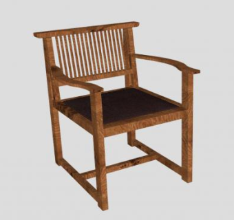 中式仿古木质扶手椅SU模型下载_sketchup草图大师SKP模型