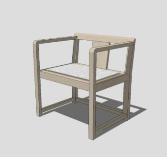 木质中式单人椅子SU模型下载_sketchup草图大师SKP模型
