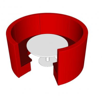 圆形卡座快餐桌SU模型下载_sketchup草图大师SKP模型