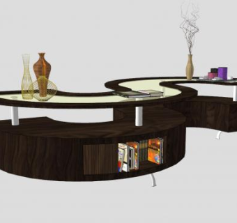 S形桌子书柜SU模型下载_sketchup草图大师SKP模型