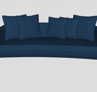 藏青色布艺沙发SU模型下载_sketchup草图大师SKP模型