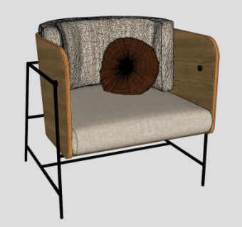 单座坐凳扶手椅SU模型下载_sketchup草图大师SKP模型