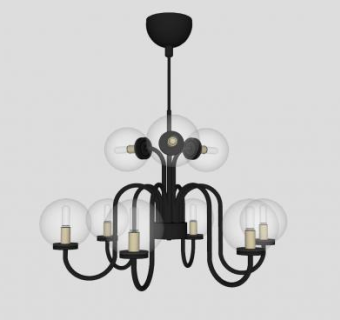 玻璃灯罩蜡烛吊灯SU模型下载_sketchup草图大师SKP模型