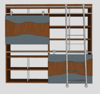 带楼梯的书架书柜SU模型下载_sketchup草图大师SKP模型