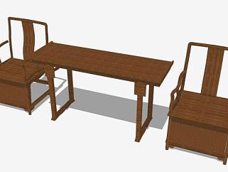 新中式简约古典创意单人椅一对SU模型下载_sketchup...