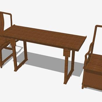 新中式简约古典创意单人椅一对SU模型下载_sketchup...