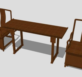 新中式简约古典创意单人椅一对SU模型下载_sketchup草图大师SKP模型