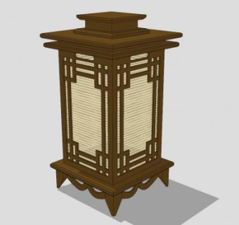 木制纸糊的落地灯SU模型下载_sketchup草图大师SKP模型