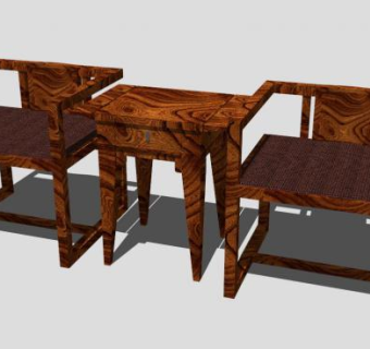 新中式红木单人椅一对SU模型下载_sketchup草图大师SKP模型