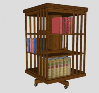 旋转书架书柜SU模型下载_sketchup草图大师SKP模型