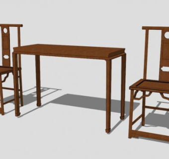 中式仿古红木单人椅一对SU模型下载_sketchup草图大师SKP模型