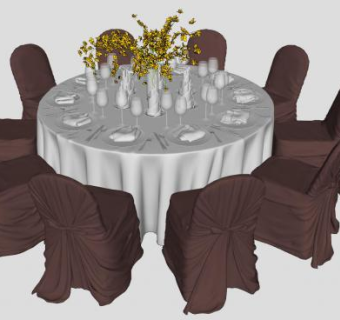 宴会桌婚庆桌椅婚礼桌SU模型下载_sketchup草图大师SKP模型