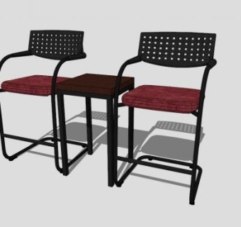 现代中式创意扶手椅一对SU模型下载_sketchup草图大师SKP模型