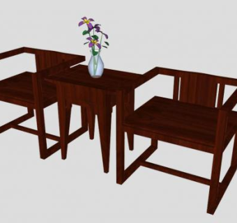 古典中式简约扶手椅一对SU模型下载_sketchup草图大师SKP模型