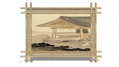 木质木板装饰画SU模型下载_sketchup草图大师SKP模型