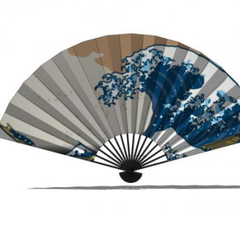 日式装饰品折扇SU模型下载_sketchup草图大师SKP模型