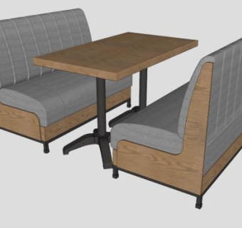 卡座沙发桌子SU模型下载_sketchup草图大师SKP模型