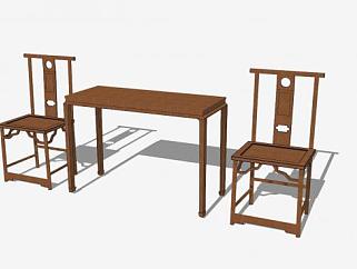 古典中式简约单人椅一对SKP模型下载_sketchup草图大师SKP模型