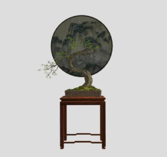 中式盆栽SU模型下载_sketchup草图大师SKP模型