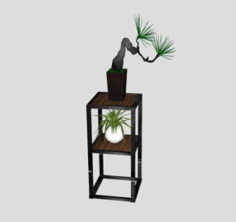 室内中式植物盆栽SU模型下载_sketchup草图大师SKP模型