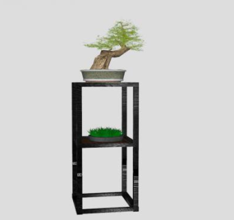 中式风格室内植物盆栽SU模型下载_sketchup草图大师SKP模型