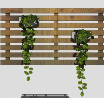 绿墙花架和小木片装饰SU模型下载_sketchup草图大师SKP模型