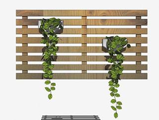 绿墙花架和小木片装饰SU模型下载_sketchup草图大师SKP模型