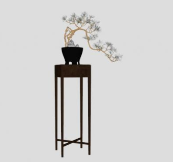 新中式风格盆栽SU模型下载_sketchup草图大师SKP模型