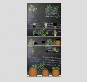 工业风格绿墙花架SU模型下载_sketchup草图大师SKP模型