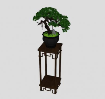 新中式室内风格盆栽SU模型下载_sketchup草图大师SKP模型