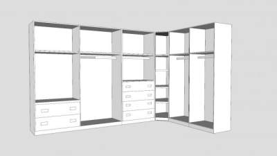 衣橱衣柜衣帽间柜子SU模型下载_sketchup草图大师SKP模型