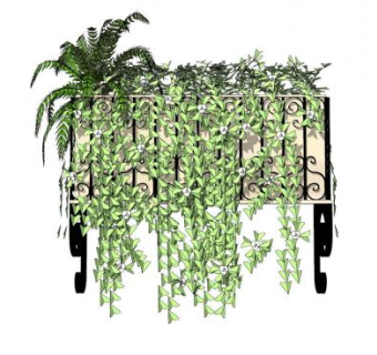 欧式铁艺吊篮绿色植物盆栽SU模型下载_sketchup草图大师SKP模型