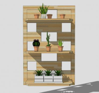 装饰植物架SU模型下载_sketchup草图大师SKP模型