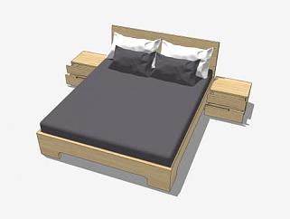 北欧卧室床SU模型下载_sketchup草图大师SKP模型