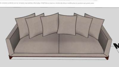 现代布艺双人座沙发SU模型下载_sketchup草图大师SKP模型