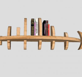 鱼骨书架陈设摆件SU模型下载_sketchup草图大师SKP模型