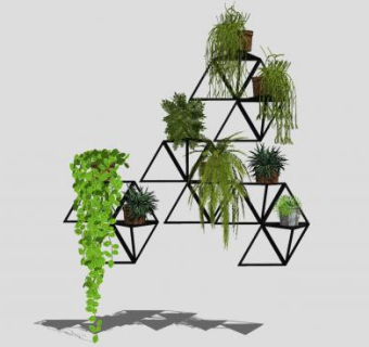 绿植墙上装饰SU模型下载_sketchup草图大师SKP模型