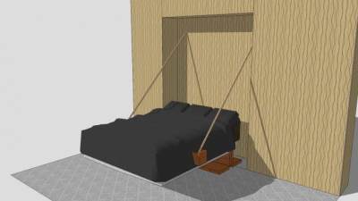 北欧卧室双人床SU模型下载_sketchup草图大师SKP模型