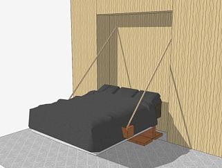 北欧卧室双人床SU模型下载_sketchup草图大师SKP模型