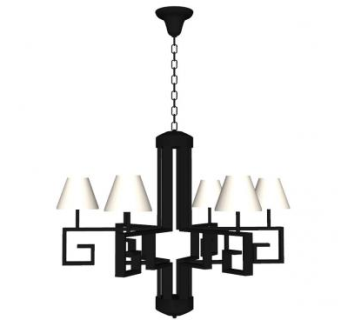 中式吸顶吊灯灯具SU模型下载_sketchup草图大师SKP模型