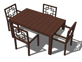 <em>中式家具</em>餐桌椅SU模型下载_sketchup草图大师SKP模型