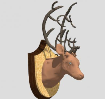 鹿头墙饰装饰品SU模型下载_sketchup草图大师SKP模型