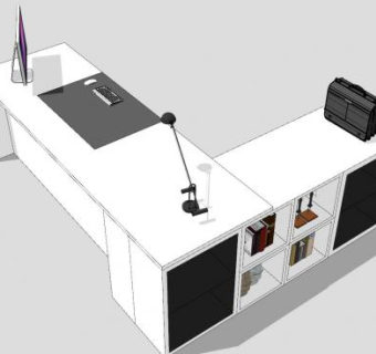 大班台办公家具SU模型下载_sketchup草图大师SKP模型